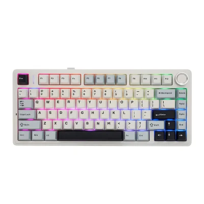 Bàn phím cơ AULA F75 phối màu xanh trắng bật đèn nền RGB