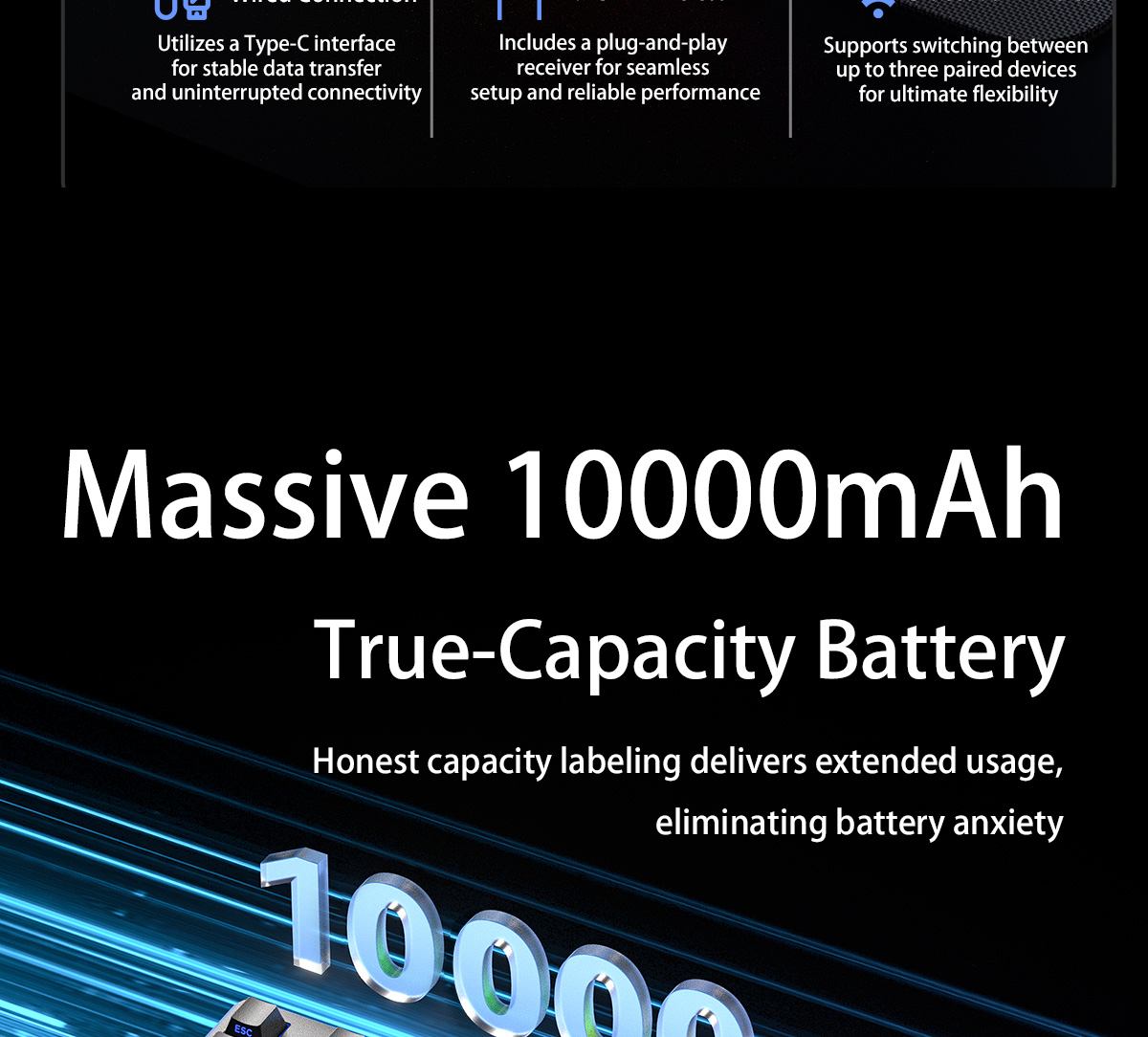 Pin 10.000mAh của AULA F87 Pro V2