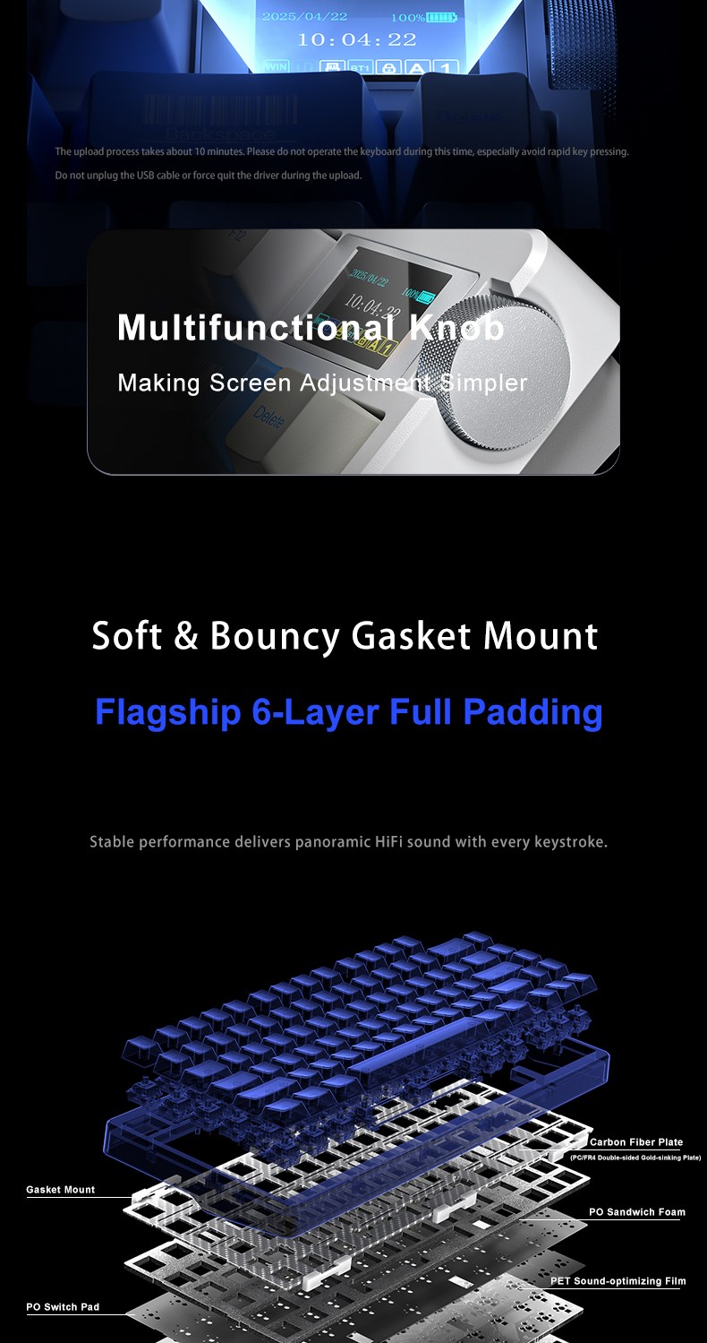 Núm xoay và cấu trúc gasket 6 lớp của AULA NOVA75
