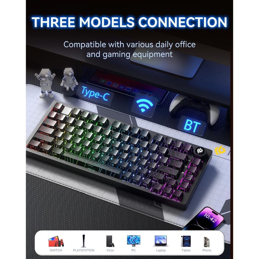 LEOBOG Hi75C Pro kết nối Type-C, 2.4G và Bluetooth