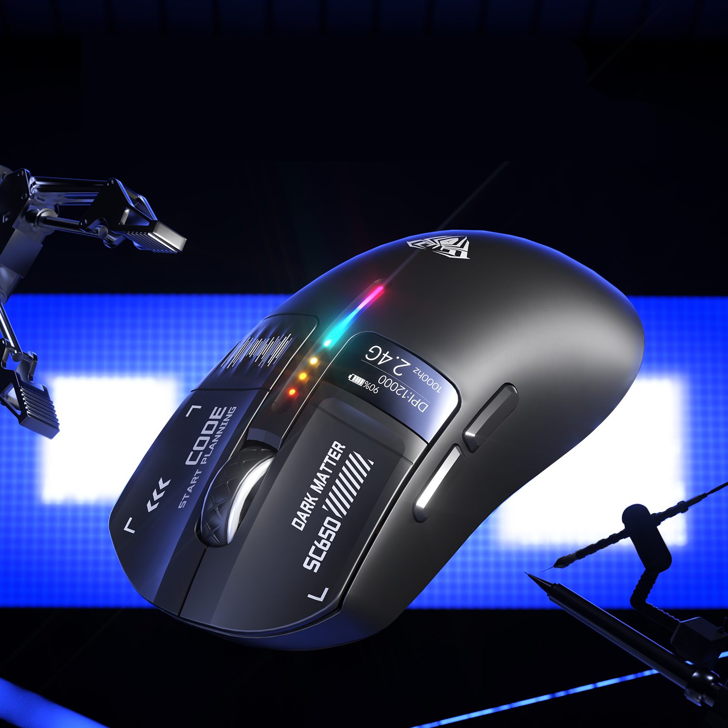 Cận cảnh màn hình và dải đèn RGB trên AULA SC650